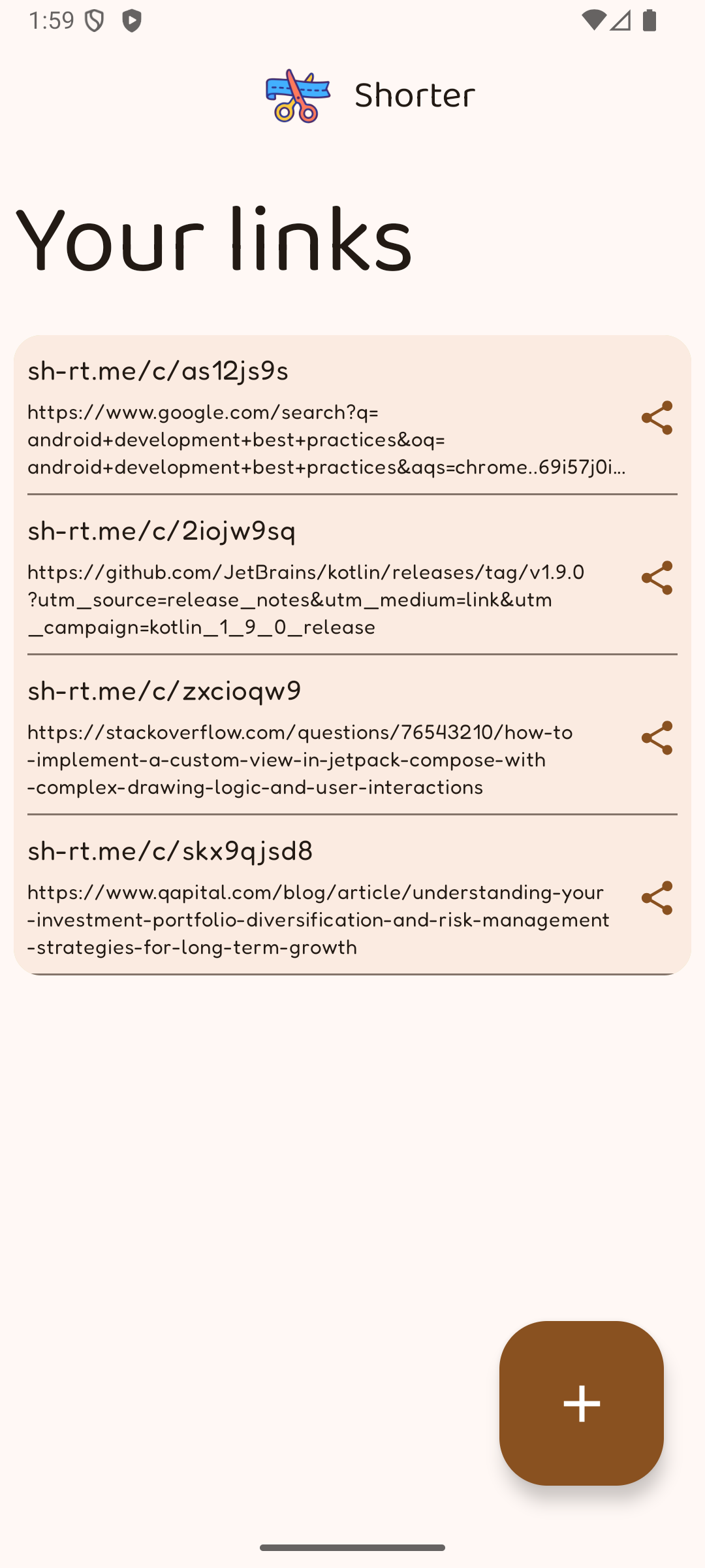 Shorter app screenshot 1